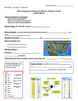 Preview of Meteorology, Forecasting, Masses, Fronts Guided Notes