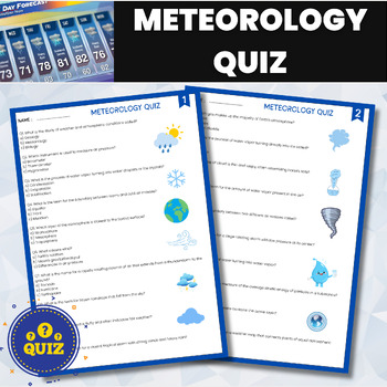 Preview of Meteorology Quiz | Weather Test | Earth Temperature Assessment
