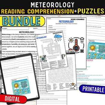 Preview of Meteorology Reading Comprehension Puzzles,Digital & Print BUNDLE