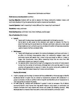 Preview of Meters and Centimeters-Complete with Practice Pages and Exit Tickets