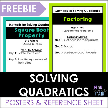 Preview of Solving Quadratics Posters & Graphic Organizer