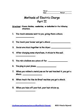 Methods of Charge Worksheet Part II by Natalie Gajewski | TpT