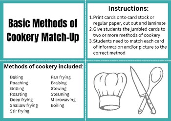 Preview of Methods of Cookery Match-Up (Advanced)