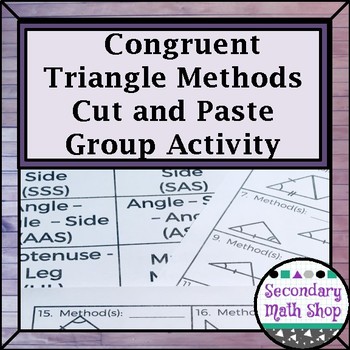Preview of Proving Triangles Congruent Cut, Match and Paste Activity