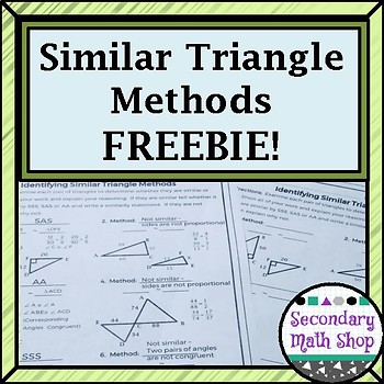 Preview of Methods of Proving Triangles Similar Quick Check FREEBIE!