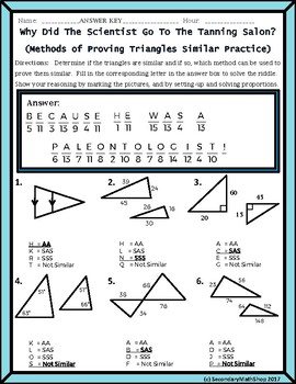 Methods Of Proving Triangles Similar Riddle Practice Worksheet Tpt