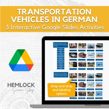 Preview of Methods of Transportation in German - drag-drop/labeling activity in Slides
