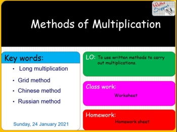 Preview of Methods of multiplication