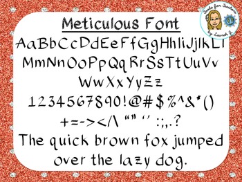 Preview of Meticulous Font {True Type Font for personal and commercial use}