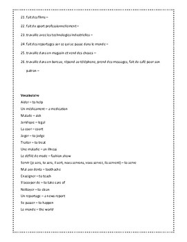 Métiers et professions puzzles, worksheet in French by French rocks