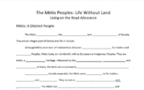 Metis: Living on the Road Allowance - Worksheet