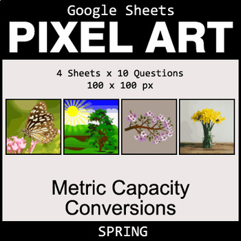 Preview of Metric Capacity Conversions - Google Sheets Spring Pixel Art Math