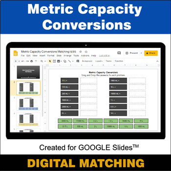 Preview of Metric Capacity Conversions - Google Slides - Distance Learning - Matching