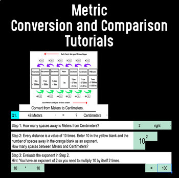 Preview of Metric Conversion & Comparison Tutorials - Guided Metric Practice