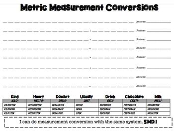 Preview of Metric Conversion Graphic Organizer