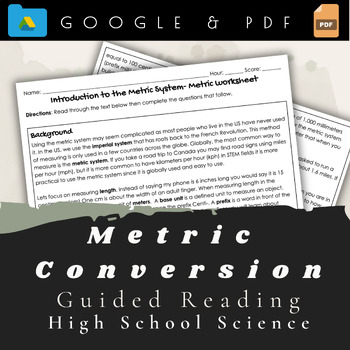 Preview of Metric Conversion Guided Reading- Introduction (Google folder)