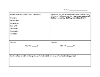 Preview of Metric Conversion Practice