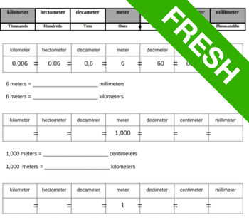 Metric Conversion Practice (Meters) Worksheet by Fresh Education