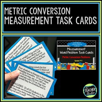 Preview of Metric Systems Word Problem Task Cards - Measurement Conversions Word Problems