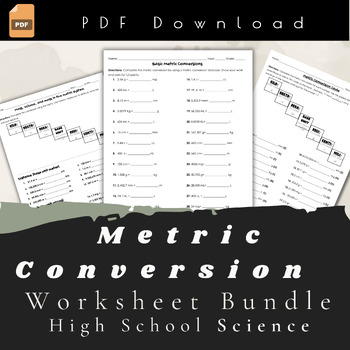Preview of Metric Conversion Worksheet Bundle- PDF DOWNLOAD