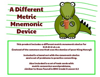 Preview of Metric Conversions- A Different Mnemonic Device