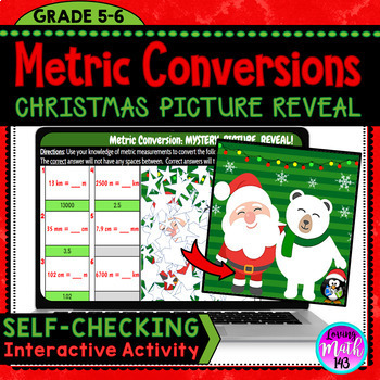 Preview of Metric Conversions Christmas Mystery Art Reveal Activity