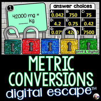 Preview of Metric Conversions Digital Math Escape Room Activity