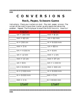 Preview of Metric Conversions Game