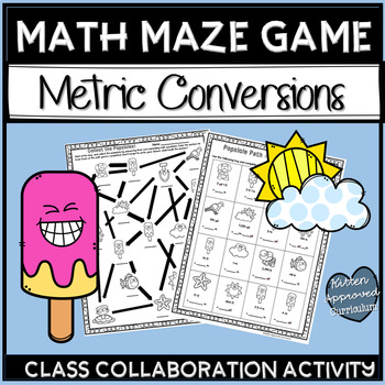 Preview of Metric Conversion Activities Customary Math Mazes 5th Grade