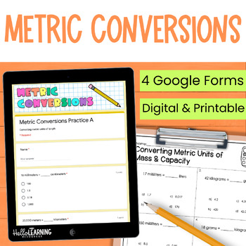 Preview of Metric Conversions - Metric Measurement System Practice for Google Forms™ 