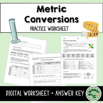 Preview of Metric Conversions Practice Worksheet (Printable & Digital Version)