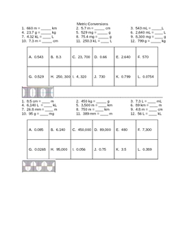 Preview of Metric Conversions VersaTile Worksheet