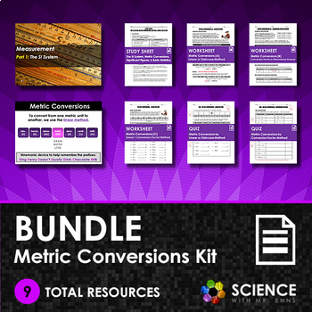 Preview of Metric Conversions With Readings Worksheets and Quizzes Bundle