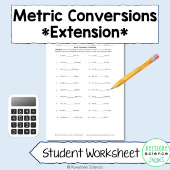 Preview of Extension Metric Conversion Unit Comparison Practice Worksheet with Key