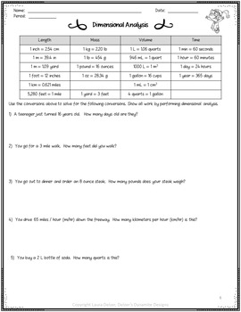 Metric Conversions and Dimensional Analysis Worksheet | TpT