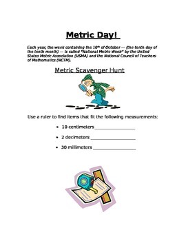 Preview of Metric Day Scavenger Hunt