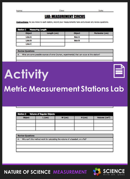 Preview of Metric System Measurement and Estimation Lab Station Circus Activity