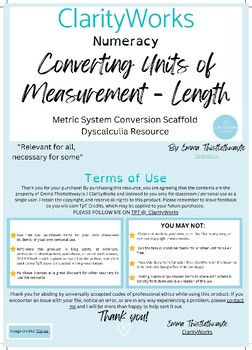 Preview of Metric Length Conversion Scaffold for Dyscalculia Dyslexia