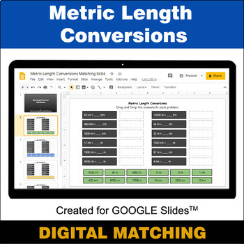 Preview of Metric Length Conversions - Google Slides - Distance Learning - Matching