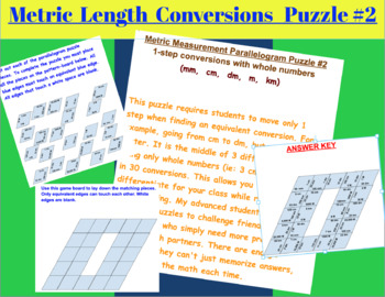Preview of Metric Length Conversions Puzzle #2 (1-step medium difficulty)