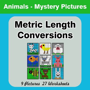 Metric Length Conversions Mm Cm M Km Animals Math Mystery Pictures