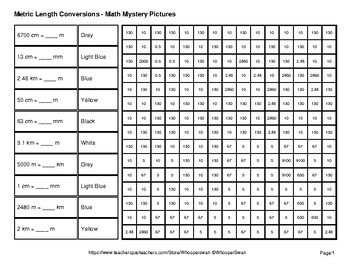 Metric Length Conversions Mm Cm M Km Ocean Animals Math Mystery Pictures