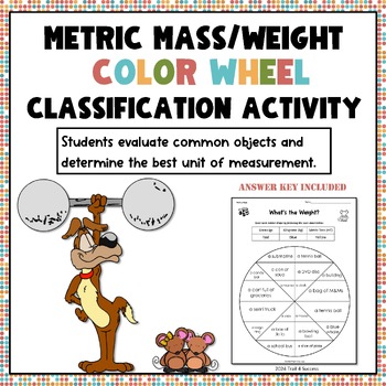 Preview of Metric Weight Mass Color Wheel Worksheet Classification Activity