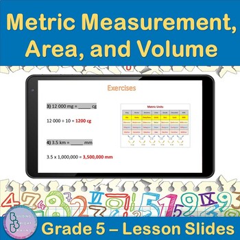 Preview of Metric Measurement Area and Volume | 5th Grade PowerPoint Lesson Slides