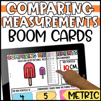 Preview of Metric Measurement Boom Cards | Comparing Lengths in Centimeters