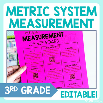 Preview of Metric Measurement 3rd Grade Math Choice Board - Editable Extension Activities