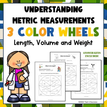 Preview of Metric Measurement Worksheets Color Wheels Length, Mass, and Volume