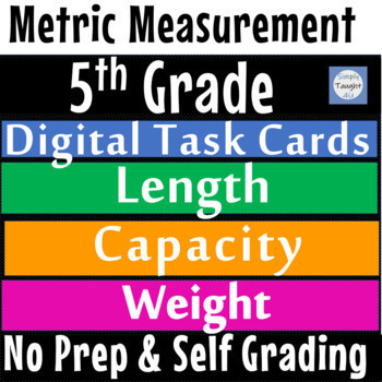 Preview of Metric Measurement Digital Task Cards 4th 5th 6th Grade 