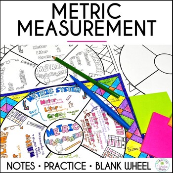 Preview of Metric Measurement Math Doodle Wheel, 4th Grade Guided Notes and Practice