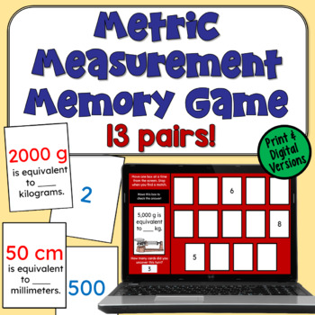 Preview of Metric Measurement Memory Game in Print and Digital